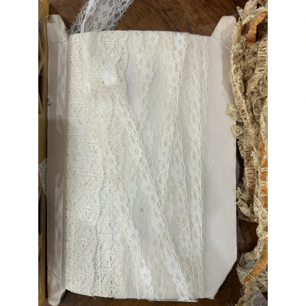 Estate Find Vintage Antique Lace‎ And Trim Lot Ivory White Black Red BEAUTIFUL